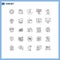 Pack of 25 Modern Lines Signs and Symbols for Web Print Media such as alcoholic fermentation, scan, summer, price, barcode