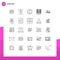 Pack of 25 Modern Lines Signs and Symbols for Web Print Media such as camping, office, arrow, business, previous