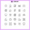 Pack of 25 Modern Lines Signs and Symbols for Web Print Media such as chemist\\\'s shop, finance, interior, case, picture