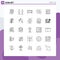 Pack of 25 Modern Lines Signs and Symbols for Web Print Media such as disposal, scale, help, weight, diet