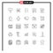 Pack of 25 Modern Lines Signs and Symbols for Web Print Media such as update, configuration, bytecoin, user, currency