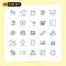 Pack of 25 Modern Lines Signs and Symbols for Web Print Media such as vision, human, study, message, delete