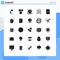 Pack of 25 Modern Solid Glyphs Signs and Symbols for Web Print Media such as business, economy, hand, calculate, security