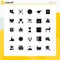 Pack of 25 Modern Solid Glyphs Signs and Symbols for Web Print Media such as email newsletter, sic, basic, heart, break