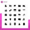 Pack of 25 Modern Solid Glyphs Signs and Symbols for Web Print Media such as folder, photo, multimedia, digital, weather