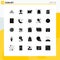 Pack of 25 Modern Solid Glyphs Signs and Symbols for Web Print Media such as notification, alert, female, hardware, electronics