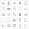 Pack of 25 Universal Line Icons for Web Applications arrow, study, target, book, shopping bag