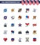 Pack of 25 USA Independence Day Celebration Flat Filled Lines Signs and 4th July Symbols such as bottle; international; police
