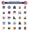 Pack of 25 USA Independence Day Celebration Flat Filled Lines Signs and 4th July Symbols such as military; badge; office; award;