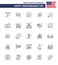 Pack of 25 USA Independence Day Celebration Lines Signs and 4th July Symbols such as money; usa; police; sports; baseball