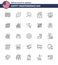 Pack of 25 USA Independence Day Celebration Lines Signs and 4th July Symbols such as muffin; mail; celebrate; invitation; envelope