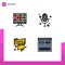 Pack of 4 creative Filledline Flat Colors of computer, sale label, audio, record, offer