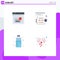 Pack of 4 creative Flat Icons of browser, bottle, page, date, food