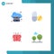 Pack of 4 creative Flat Icons of cloud, butterfly, internet, medical, insects