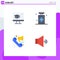 Pack of 4 creative Flat Icons of computer, announcement, graduation, health, loudspeaker