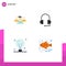 Pack of 4 creative Flat Icons of staff, creativity, gang, support, idea