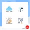 Pack of 4 creative Flat Icons of wind, medical, creative, idea, machine