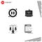 Pack of 4 creative Solid Glyphs of audio, city, video, cafe, light