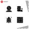 Pack of 4 creative Solid Glyphs of halloween, spaceship, spell, garbage, app