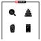 Pack of 4 creative Solid Glyphs of search, drink, signal, heart, phone