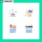 Pack of 4 Modern Flat Icons Signs and Symbols for Web Print Media such as acid, bookmark, study, human, page