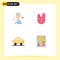 Pack of 4 Modern Flat Icons Signs and Symbols for Web Print Media such as avatar, travel, animal, rabbit, graph