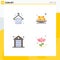 Pack of 4 Modern Flat Icons Signs and Symbols for Web Print Media such as beach, building, summer, lunch, office