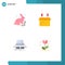 Pack of 4 Modern Flat Icons Signs and Symbols for Web Print Media such as bunny, gaming, nature, open, drive