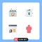 Pack of 4 Modern Flat Icons Signs and Symbols for Web Print Media such as calendar, thumbs, cup, christmas, support