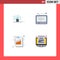 Pack of 4 Modern Flat Icons Signs and Symbols for Web Print Media such as cloud, social media, data, media, profit