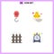 Pack of 4 Modern Flat Icons Signs and Symbols for Web Print Media such as construction, fence, baby, happy baby, stop