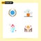 Pack of 4 Modern Flat Icons Signs and Symbols for Web Print Media such as earth, bouquet, world, radioactivity, present