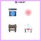 Pack of 4 Modern Flat Icons Signs and Symbols for Web Print Media such as seo, chair, flora, nature, interior