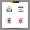 Pack of 4 Modern Flat Icons Signs and Symbols for Web Print Media such as web page, light, cell, fish, professional