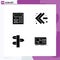 Pack of 4 Modern Solid Glyphs Signs and Symbols for Web Print Media such as basic, panel, bank, left, winter