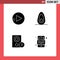 Pack of 4 Modern Solid Glyphs Signs and Symbols for Web Print Media such as school education, signal, food, devices, mobile