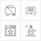 Pack of 4 Universal Line Icons for Web Applications baggage, star, disable, email, beverage