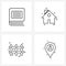 Pack of 4 Universal Line Icons for Web Applications book; home boundary; building; estate; map