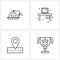 Pack of 4 Universal Line Icons for Web Applications brush, road, scrub, computer table, contest