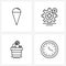 Pack of 4 Universal Line Icons for Web Applications cone ice-cream, avatar, medical, plus, clock