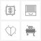 Pack of 4 Universal Line Icons for Web Applications dollar, like, currency, empty, love