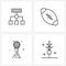 Pack of 4 Universal Line Icons for Web Applications flow diagram, football, rugby, sports, energy