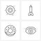 Pack of 4 Universal Line Icons for Web Applications gear, cookie, user interface, science, meal