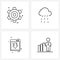 Pack of 4 Universal Line Icons for Web Applications gear, down, ui, rain, avatar