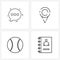 Pack of 4 Universal Line Icons for Web Applications messages; sports; conversation; location; contact list