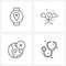 Pack of 4 Universal Line Icons for Web Applications smart watch, minus, map, heart, remove