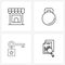 Pack of 4 Universal Line Icons for Web Applications ticket, graph, industry, economy, document