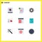 Pack of 9 creative Flat Colors of interface, music, gear, midi, controller