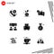 Pack of 9 creative Solid Glyphs of electric, team, chat, our, message