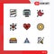 Pack of 9 Modern Filledline Flat Colors Signs and Symbols for Web Print Media such as favorite, love, web, heart, cube